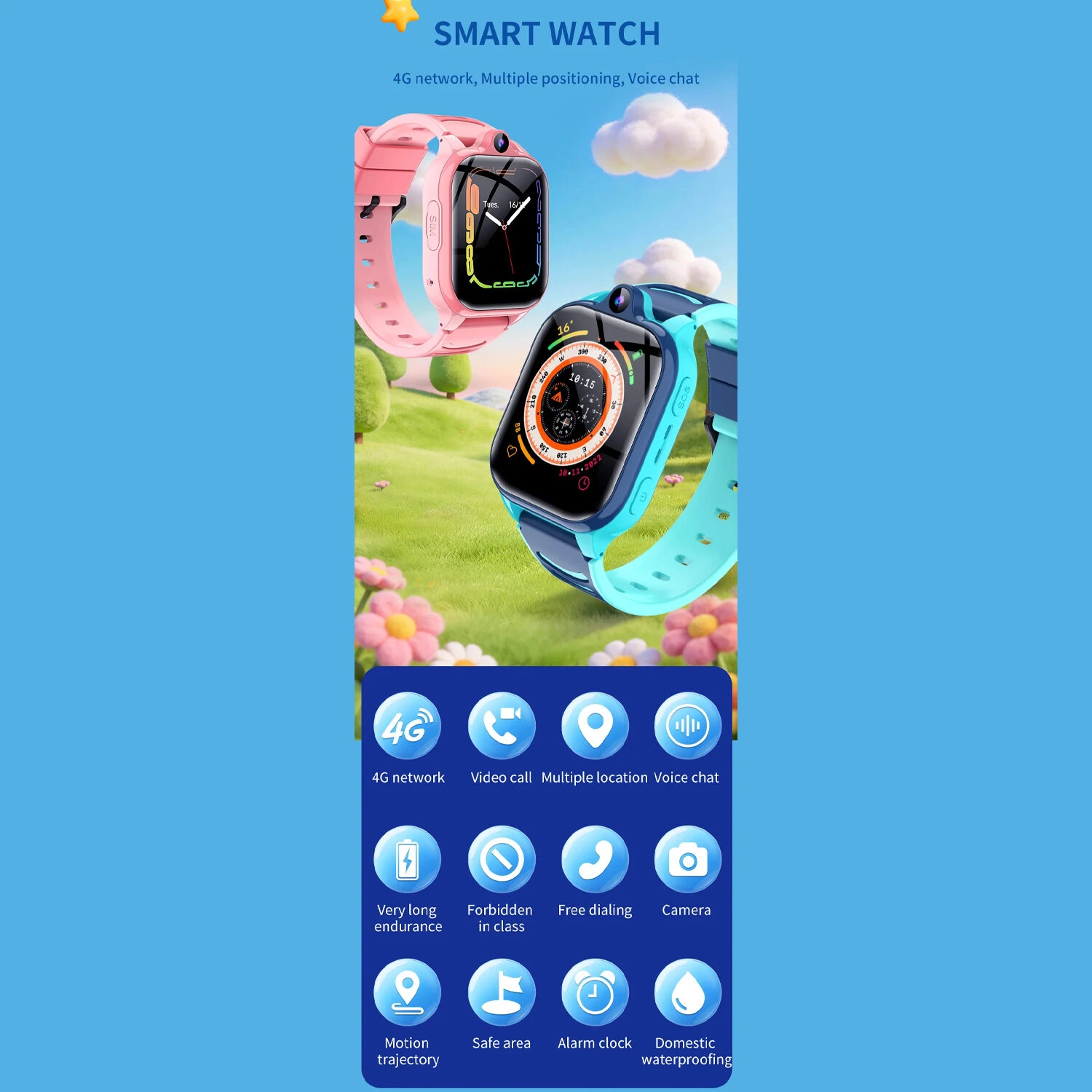 Smartwatch Microwear Y90 4G - Black Silicone