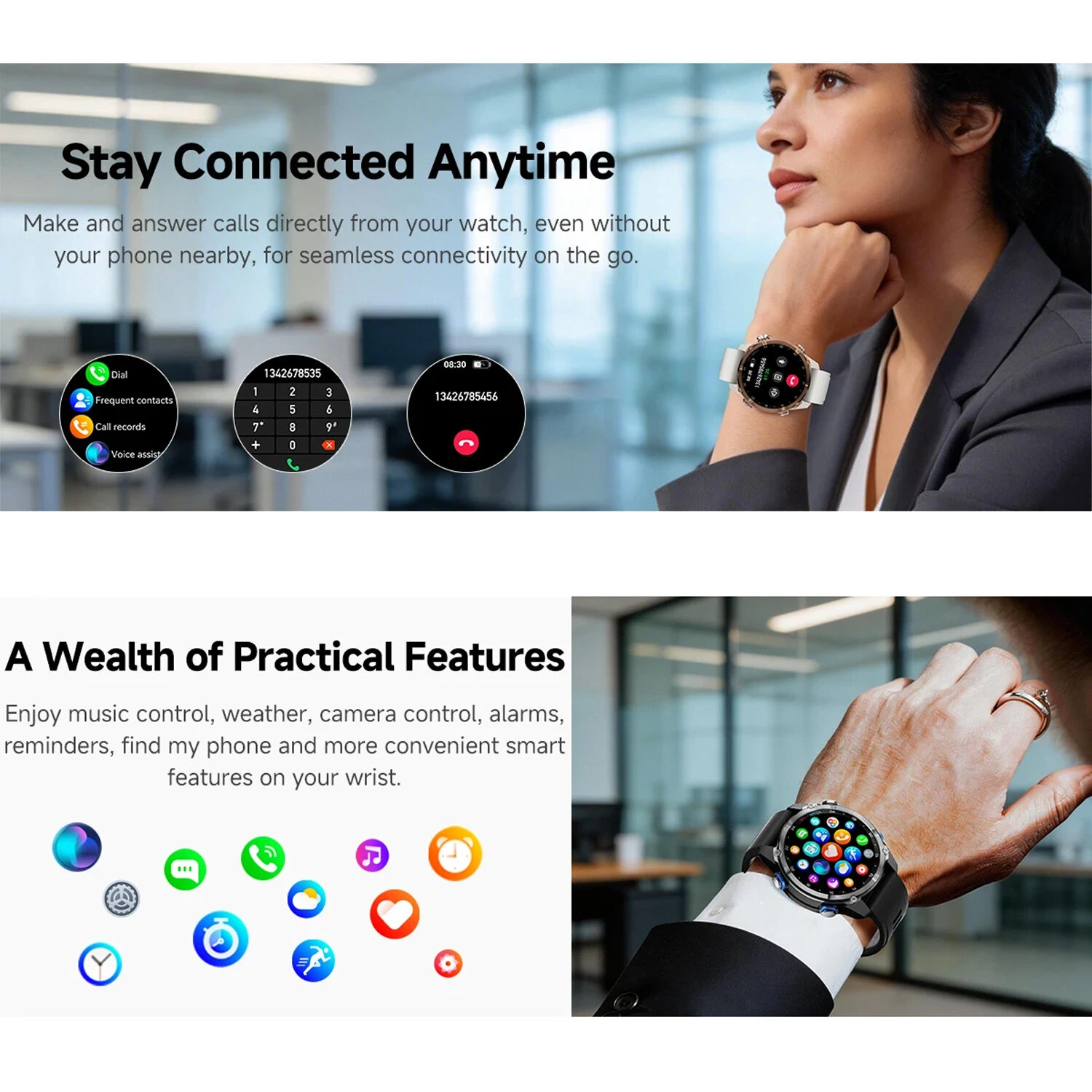Smartwatch Microwear HD350 PRO GPS - Grey Orange Silicone
