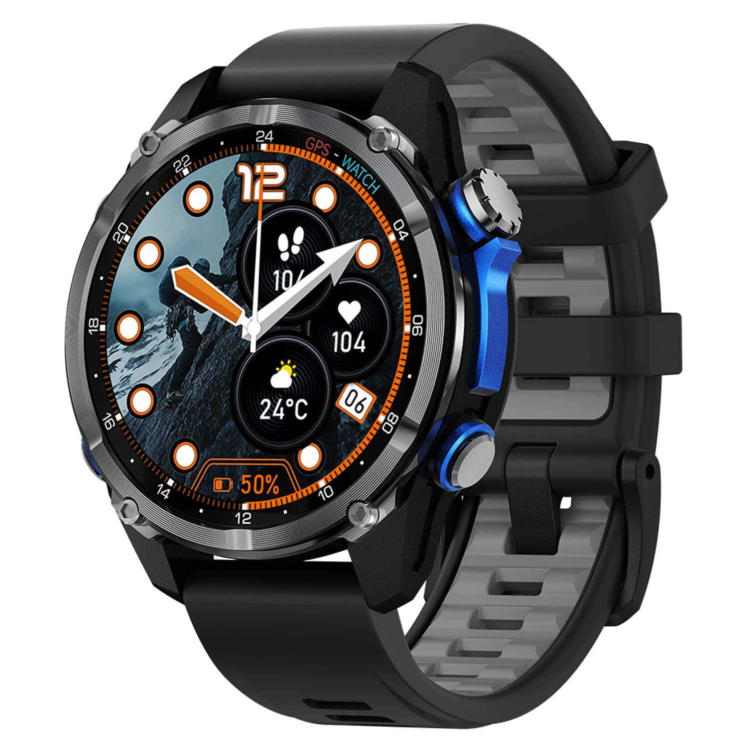 Smartwatch Microwear HD350 PRO GPS - Black Silicone