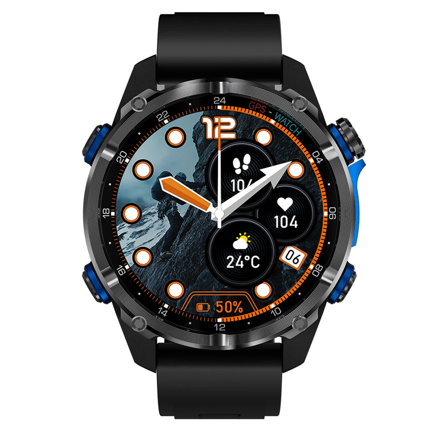 Smartwatch Microwear HD350 PRO GPS - Black Silicone