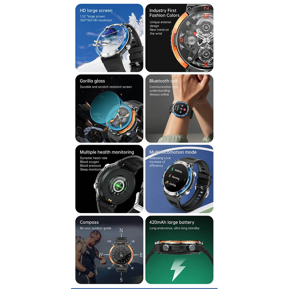 Smartwatch Microwear X11 420mAh - Black Blue