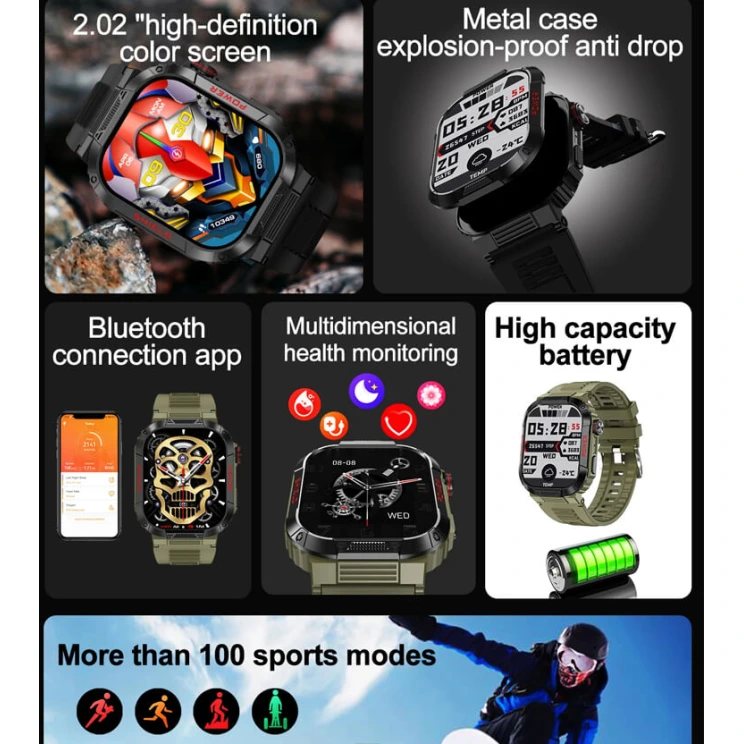 Smartwatch Microwear TK25 - Green Camo