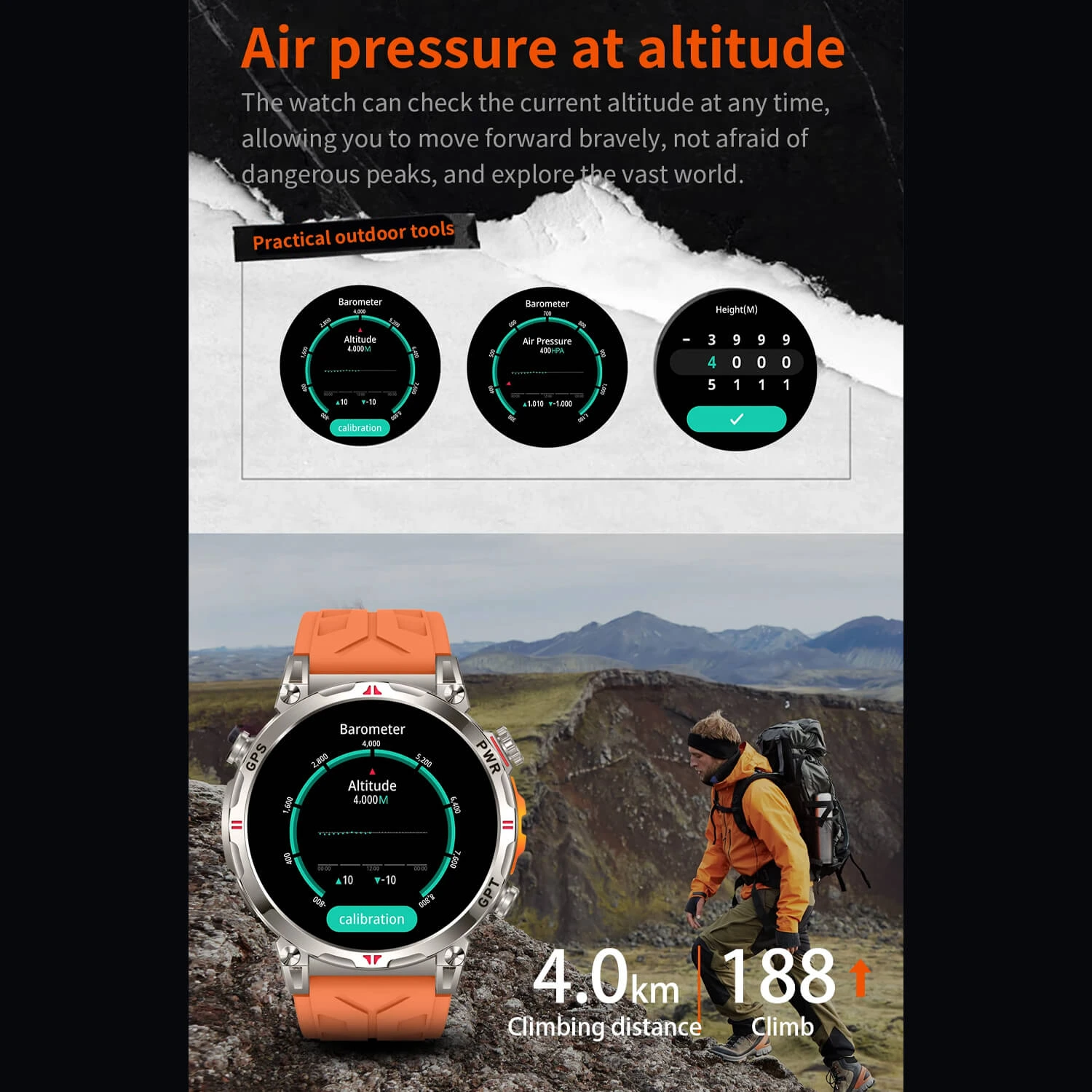 Smartwatch Microwear KC93 - Orange Camo Silicone