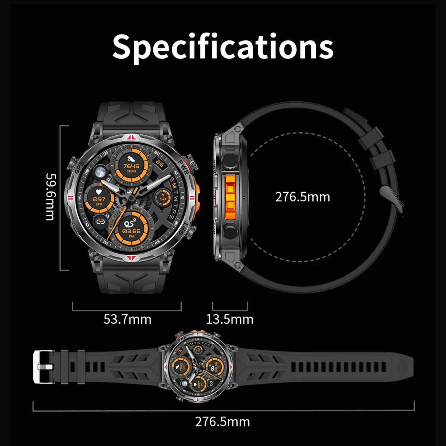 Smartwatch Microwear KC93 - Orange Camo Silicone