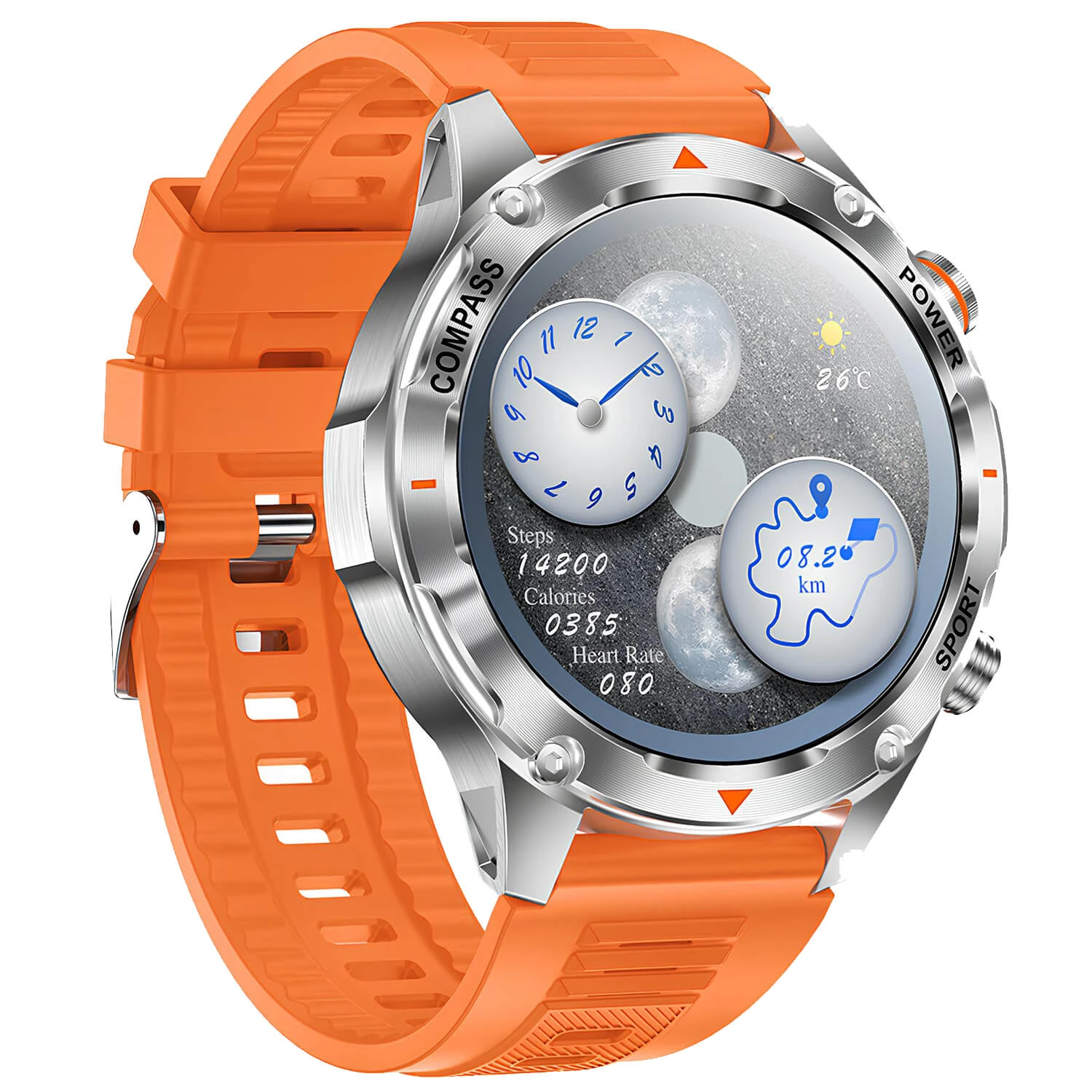 Smartwatch Microwear V65 - Orange Silicone