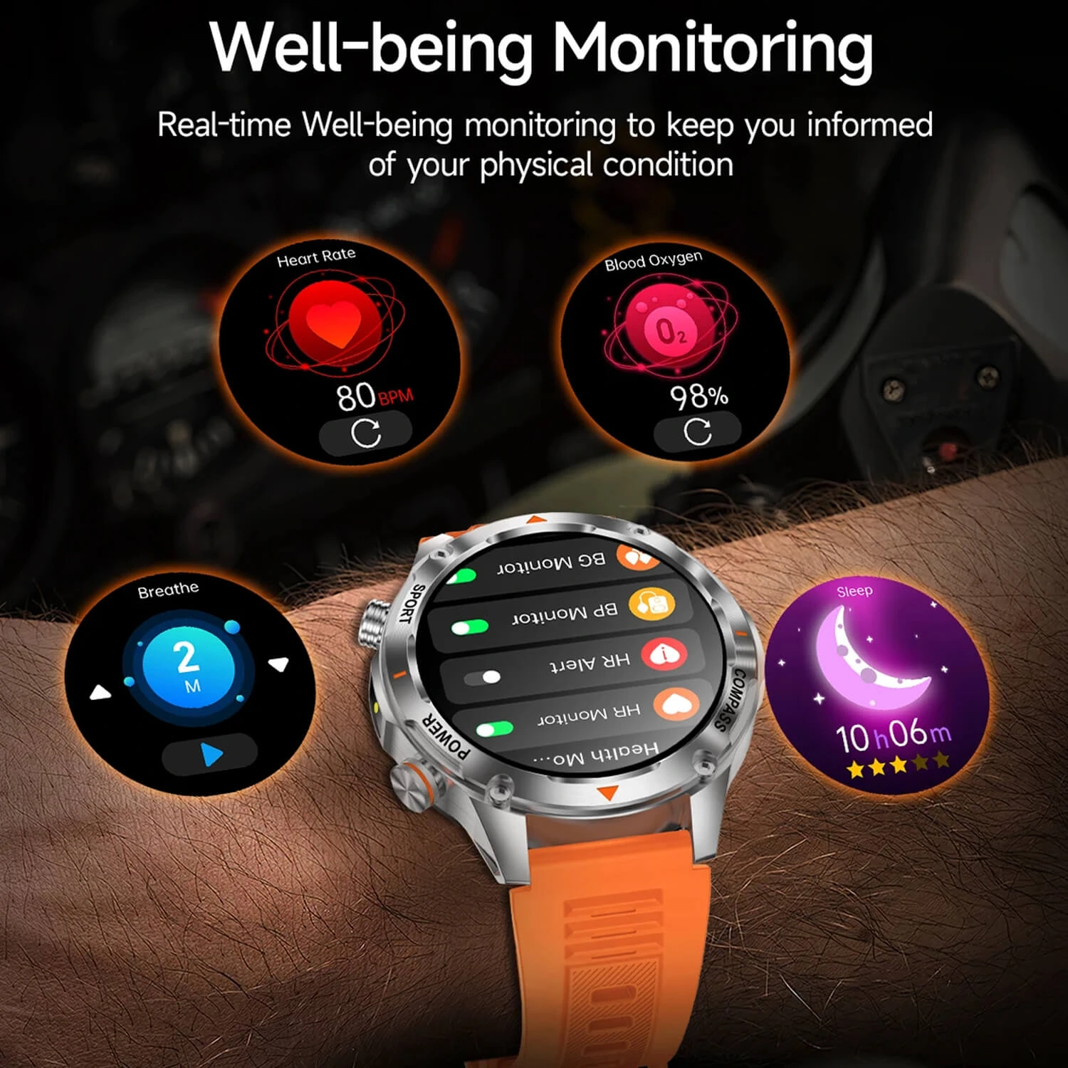 Smartwatch Microwear V65 - Black Silicone