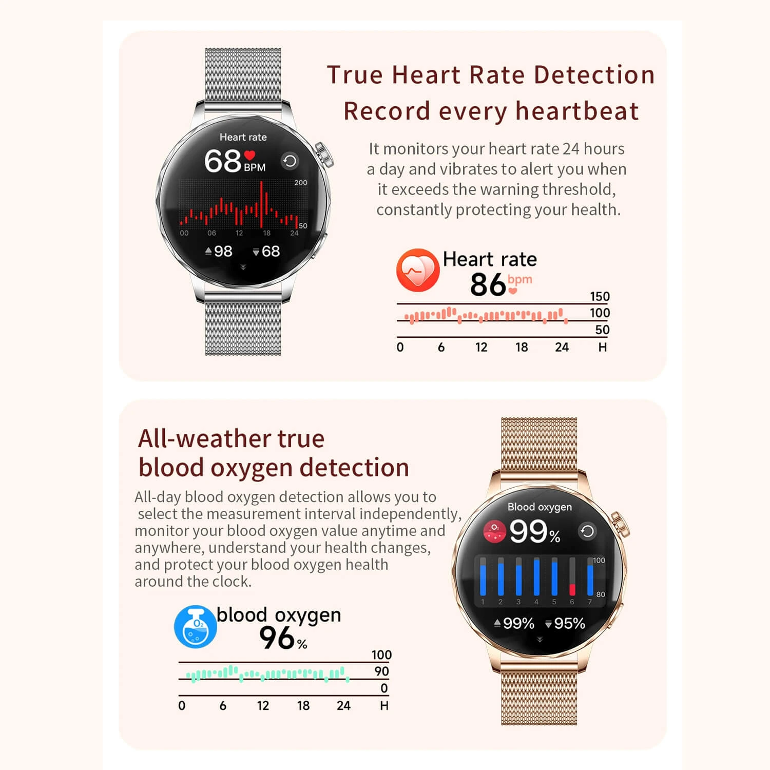 Smartwatch Microwear I220 - Gold Steel