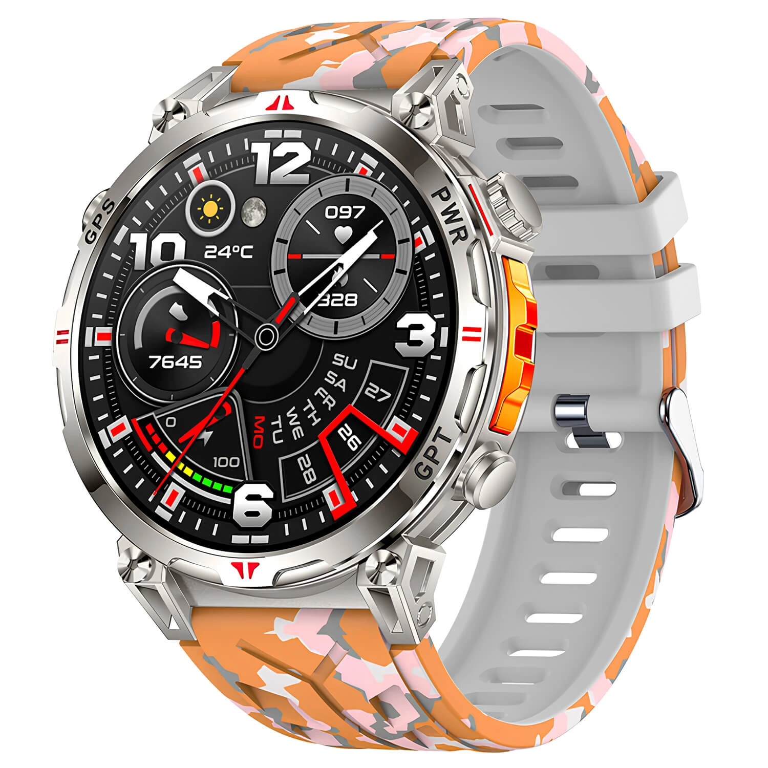 Smartwatch Microwear KC93 - Orange Camo Silicone