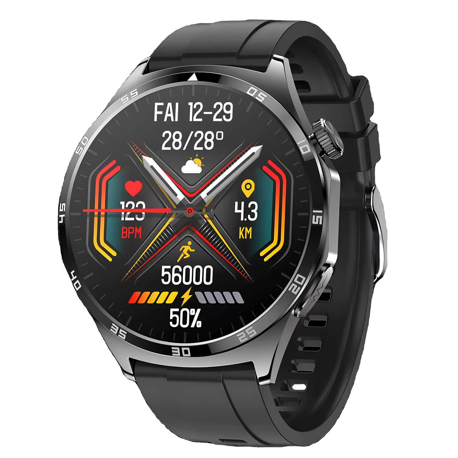 Smartwatch Microwear MT300 - Black Silicone