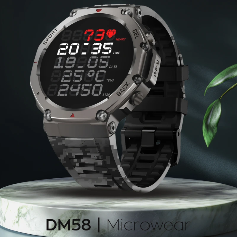 Smartwatch Microwear DM58 GPS  - Black Camo Silicone