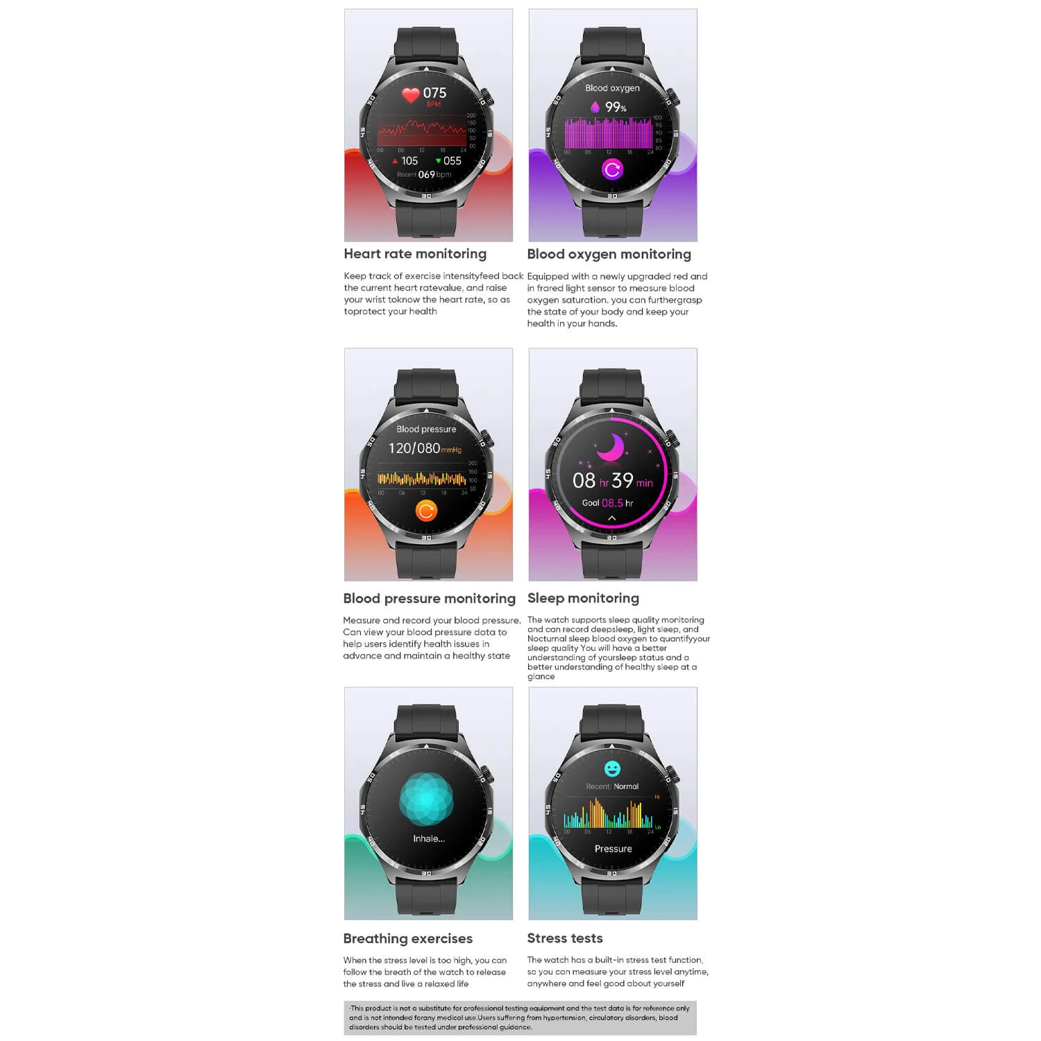 Smartwatch Microwear MT300 - Black Silicone