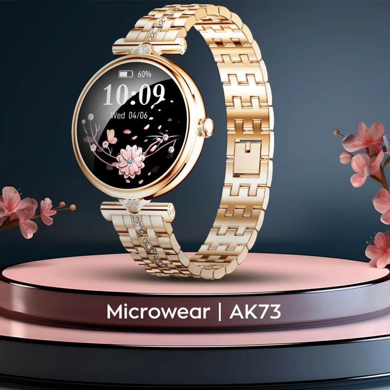 Smartwatch Microwear AK73 - Gold Diamond Steel