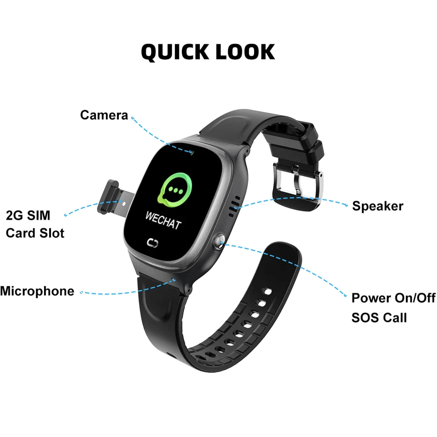 Smartwatch Microwear D05 2G GPS WIFI - Blue Silicone
