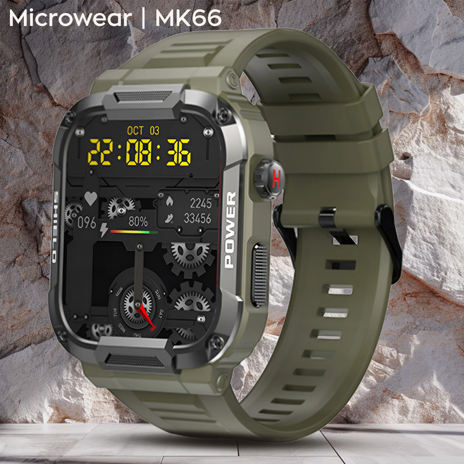 Smartwatch Microwear  MK66- Green Silicone