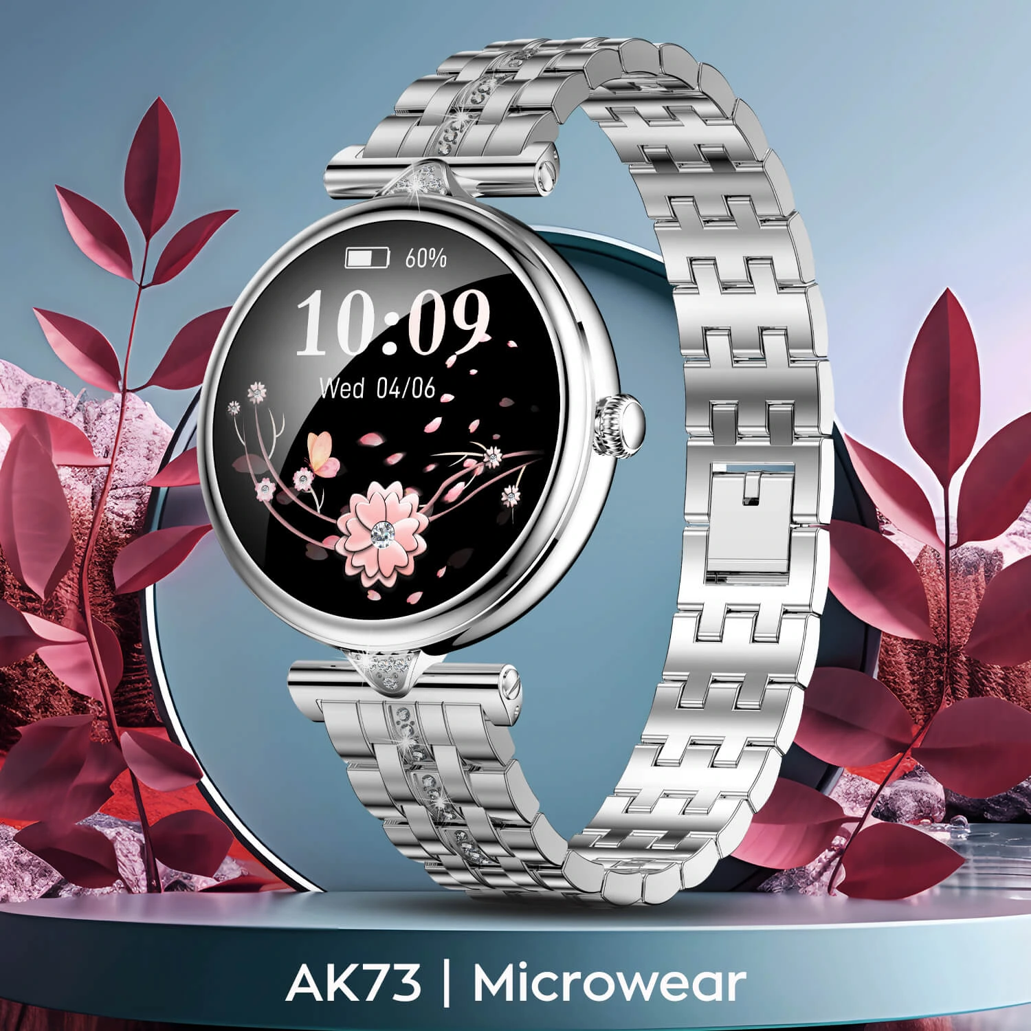 Smartwatch Microwear AK73 - Silver Diamond Steel