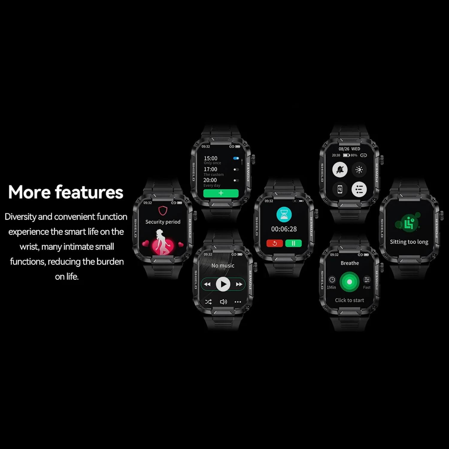 Smartwatch Microwear MK66- Black Silicone