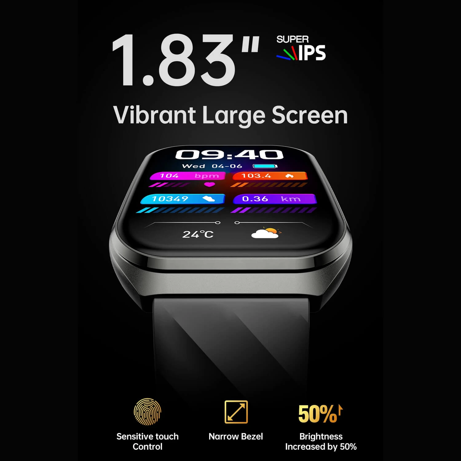 Smartwatch Microwear MT66 - Black Silicone