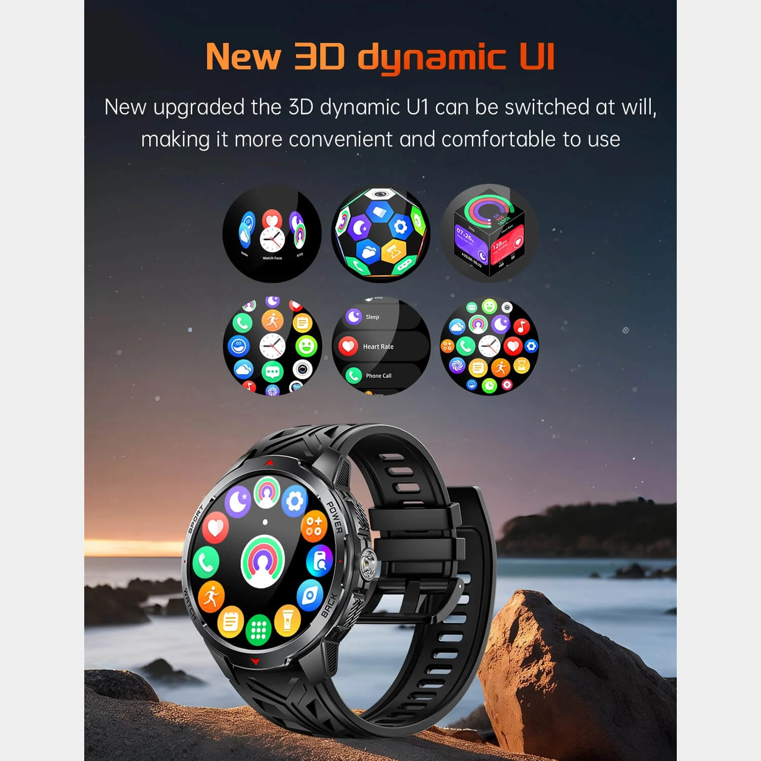 Smartwatch Microwear KT88 - Grey Silicone