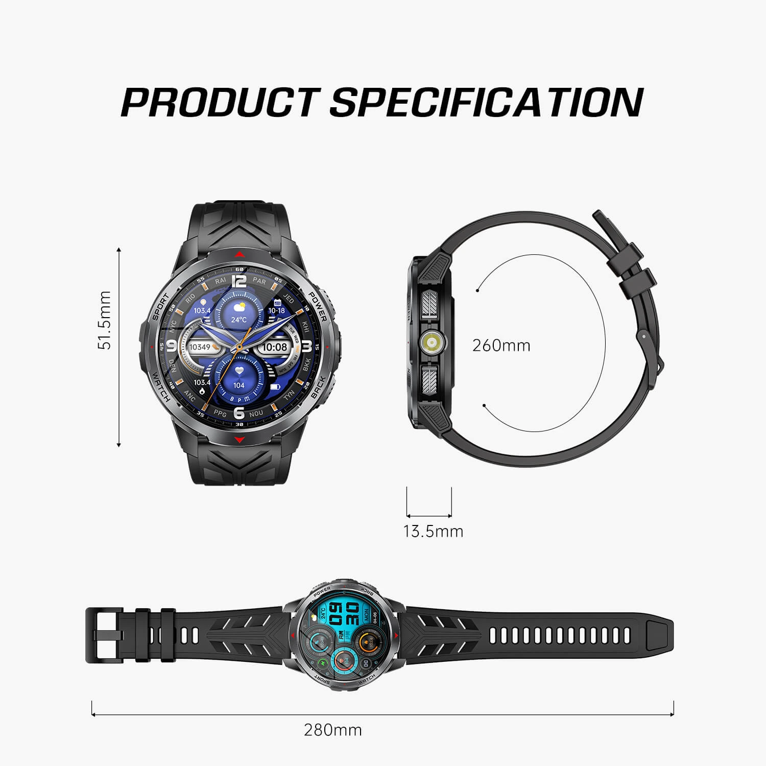 Smartwatch Microwear KT88 - Grey Silicone