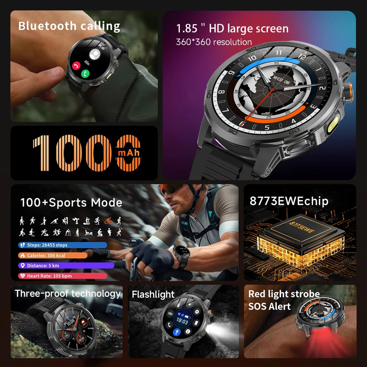 Smartwatch Microwear AK95 - Grey Silicone