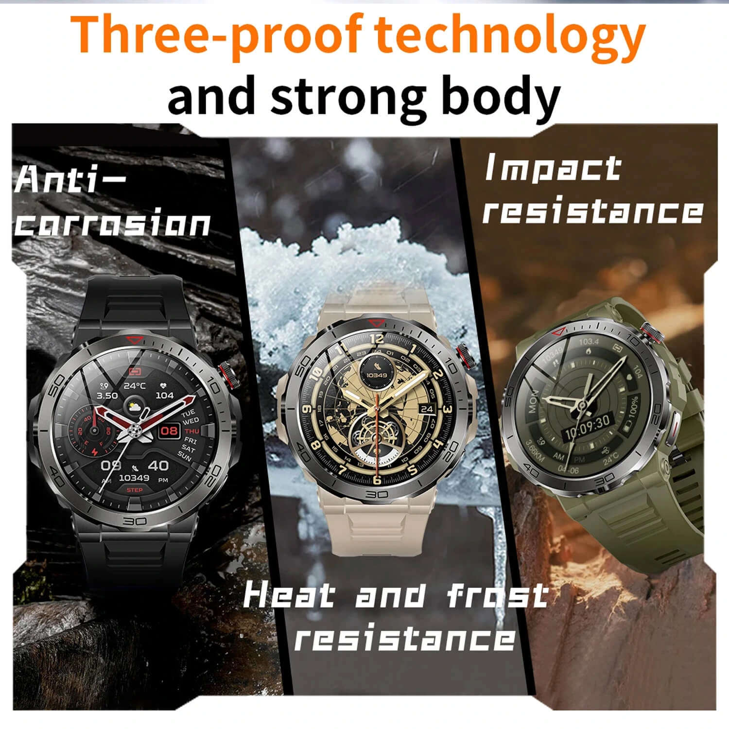 Smartwatch Microwear MK68 - Black Silicone