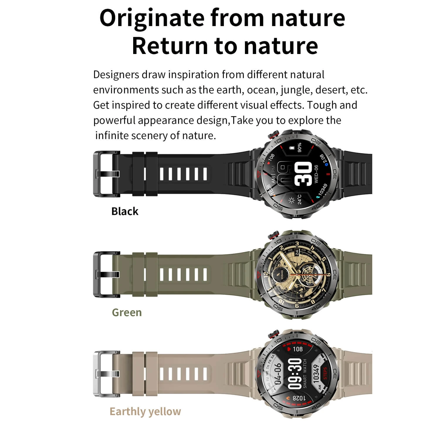 Smartwatch Microwear MK68 - Black Silicone