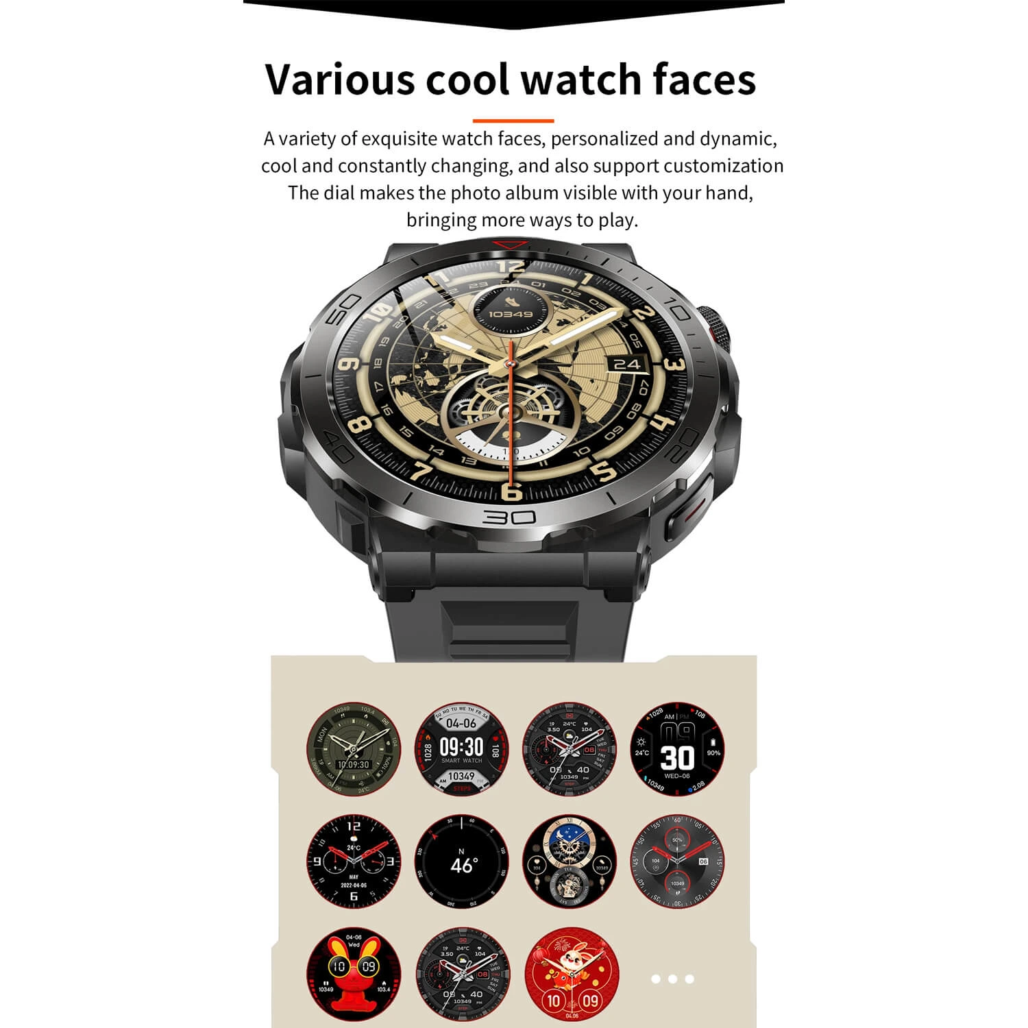 Smartwatch Microwear MK68 - Black Silicone