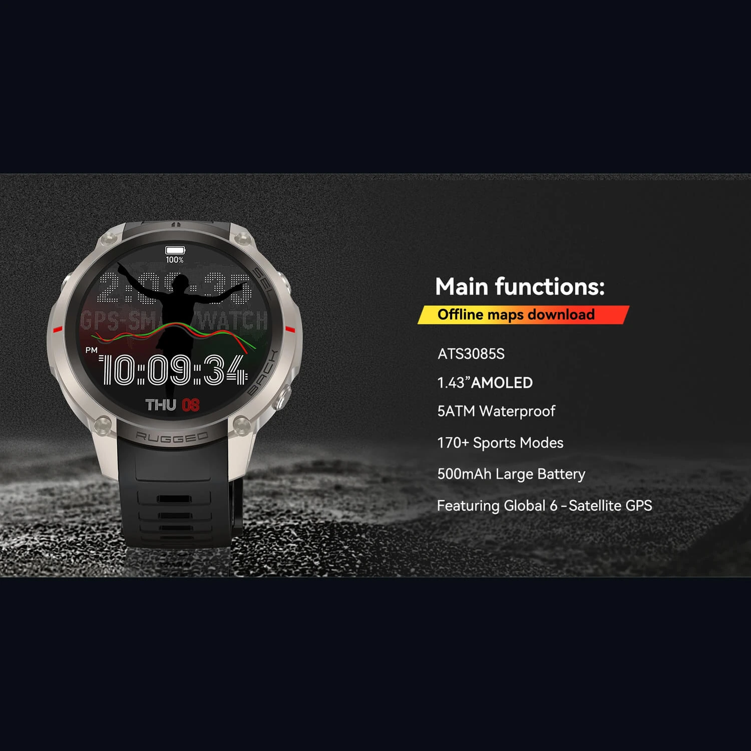 Smartwatch Microwear DM59- Grey Silicone