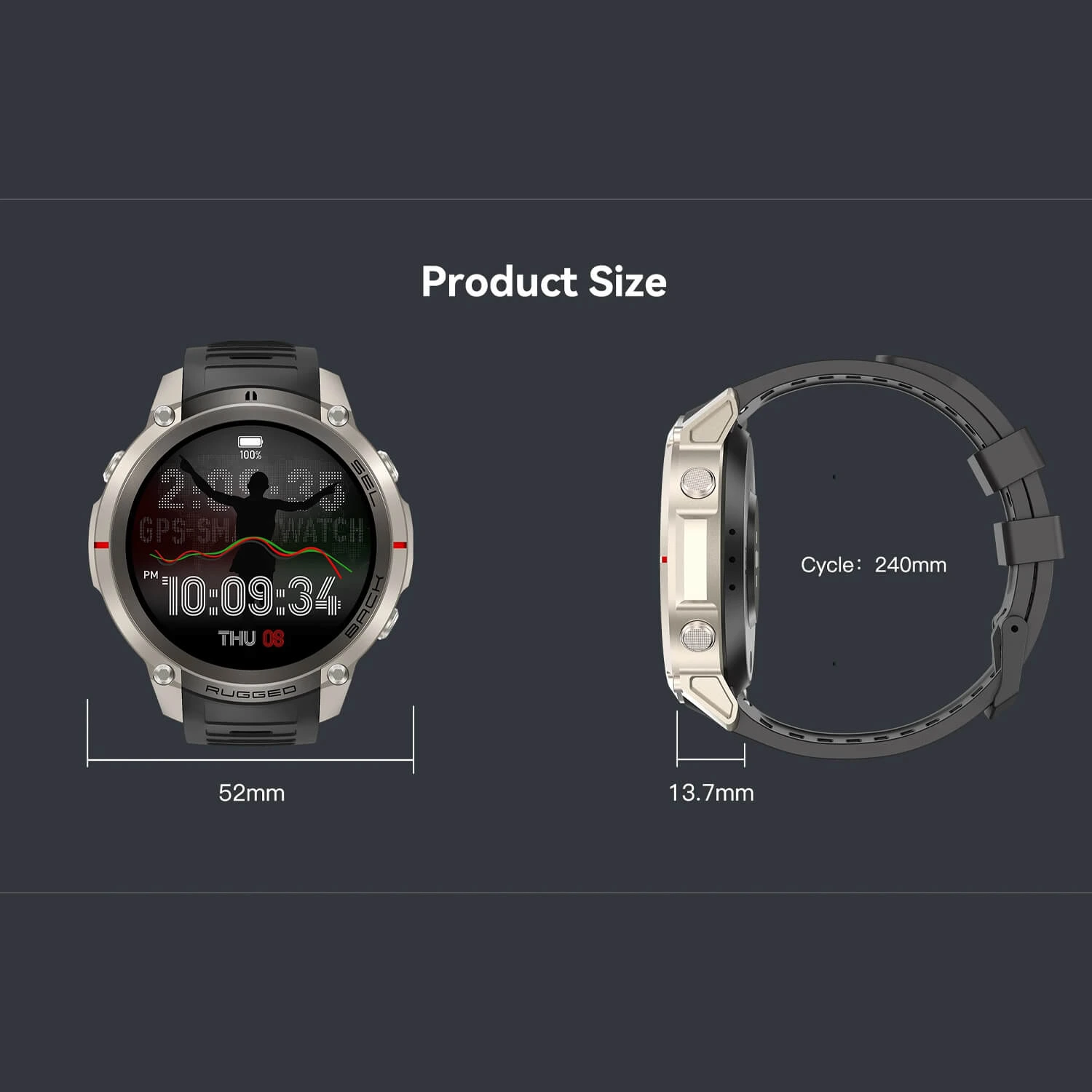 Smartwatch Microwear DM59- Grey Silicone