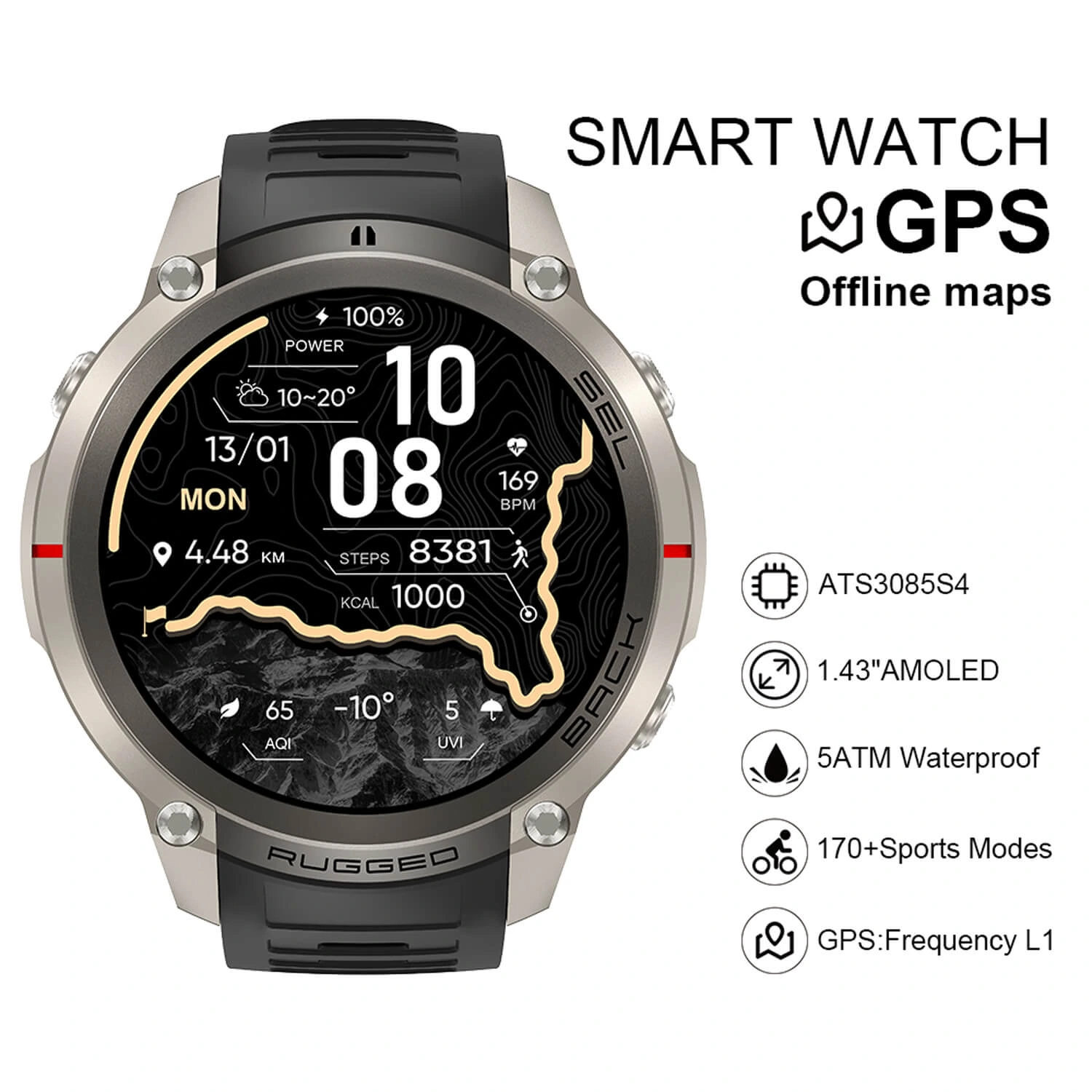 Smartwatch Microwear DM59- Grey Silicone
