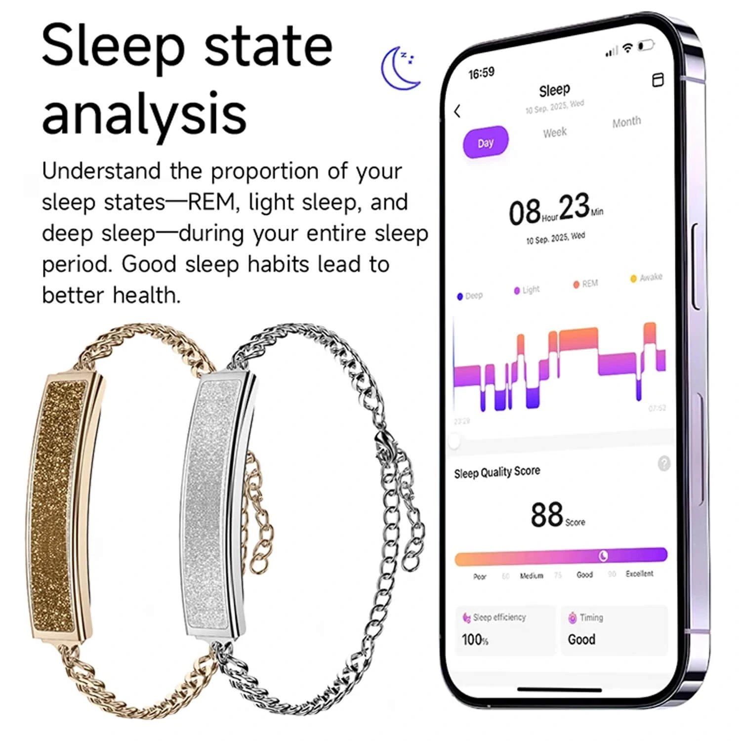 Microwear B6 Fitness Tracker - Gold Steel
