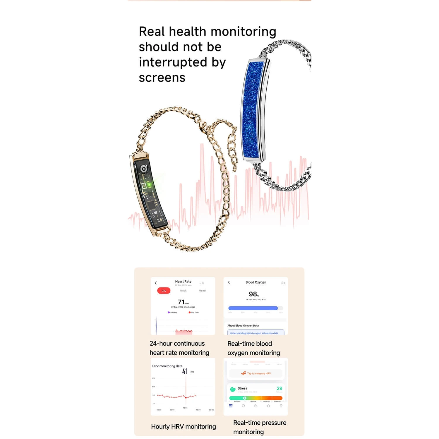 Microwear B6 Fitness Tracker - Gold Steel