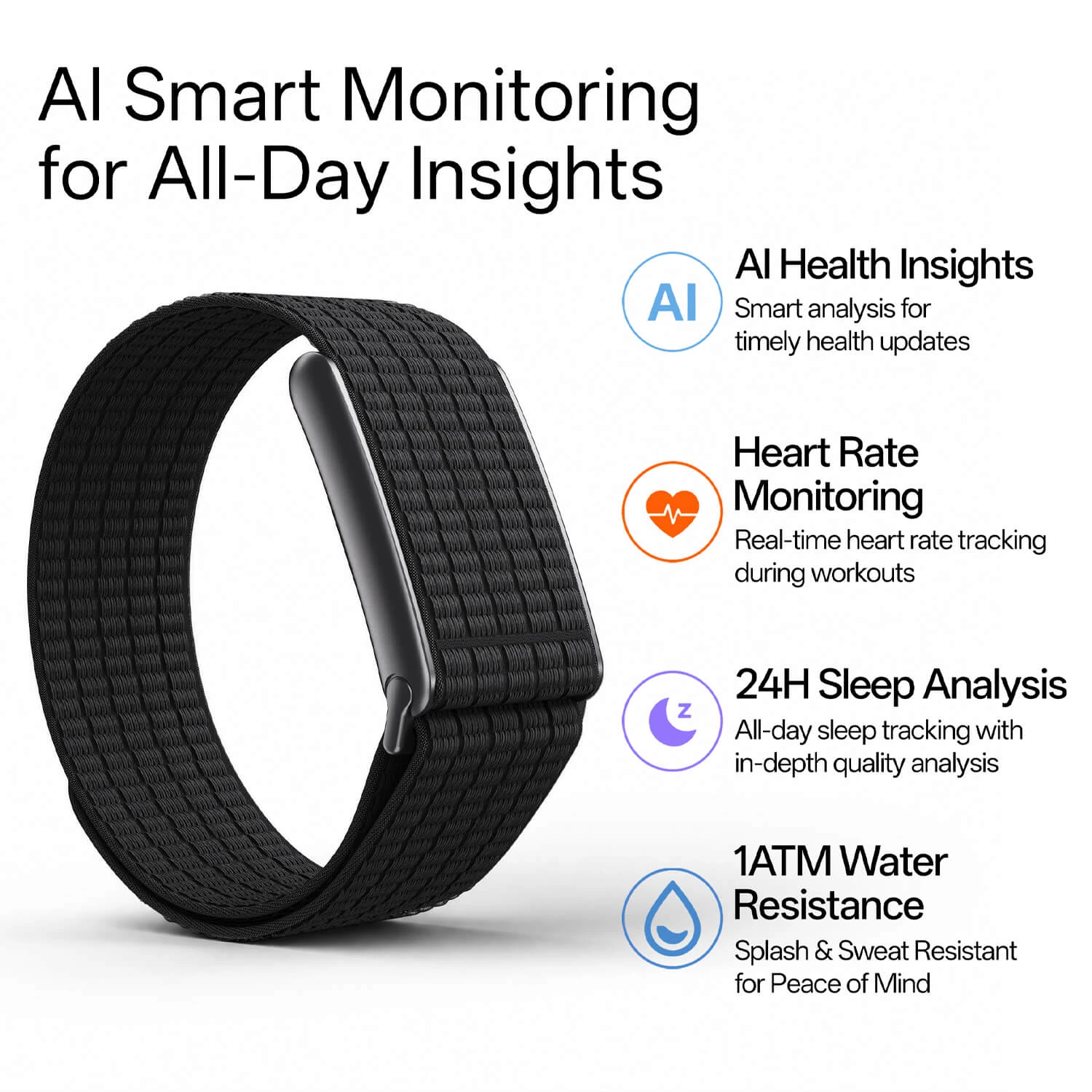 Microwear LC115 Fitness Tracker - Black Silicone