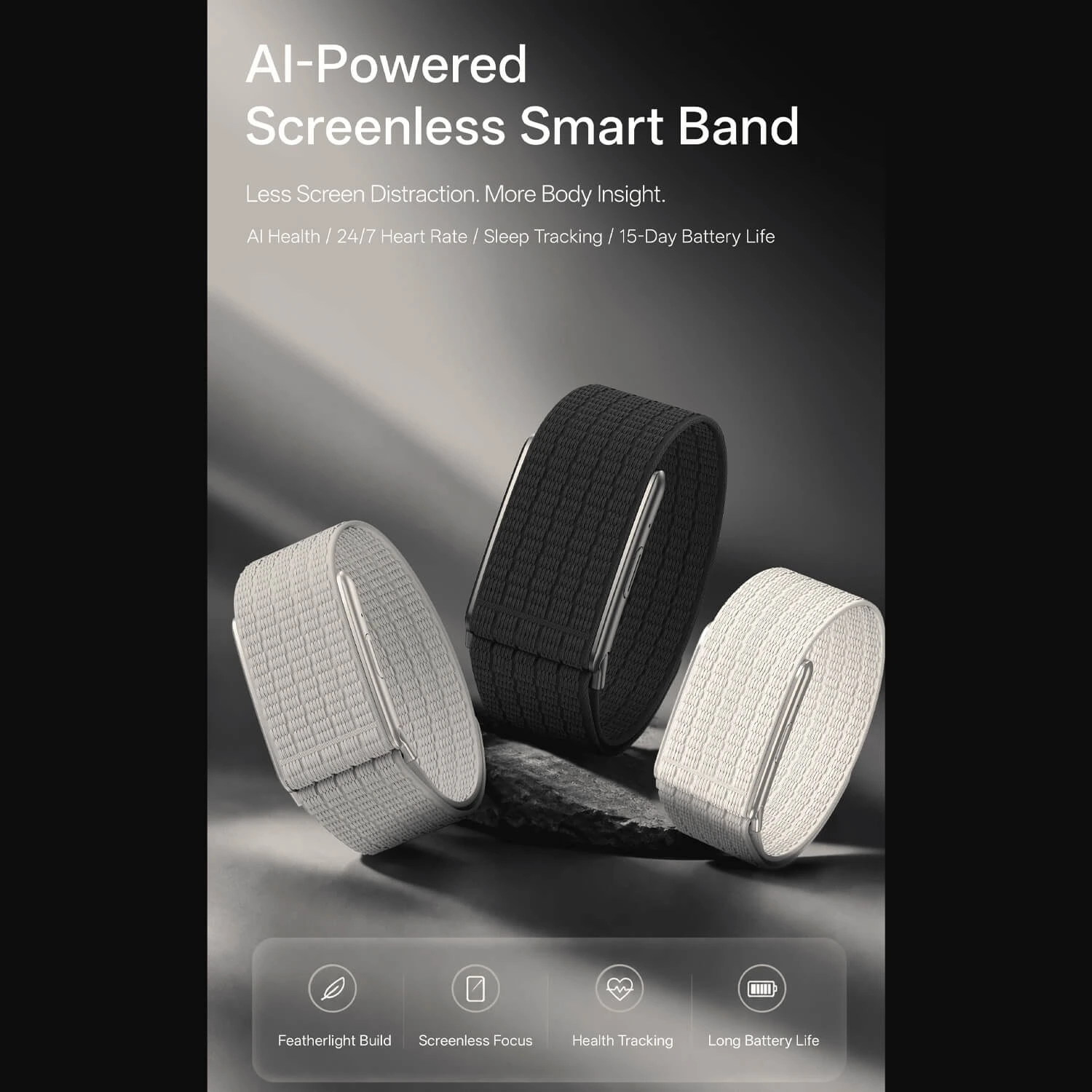 Microwear LC115 Fitness Tracker - Black Silicone