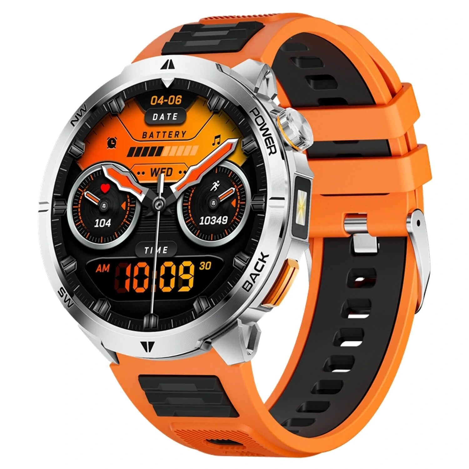 Smartwatch Microwear MT68 - Silver Orange Silicone