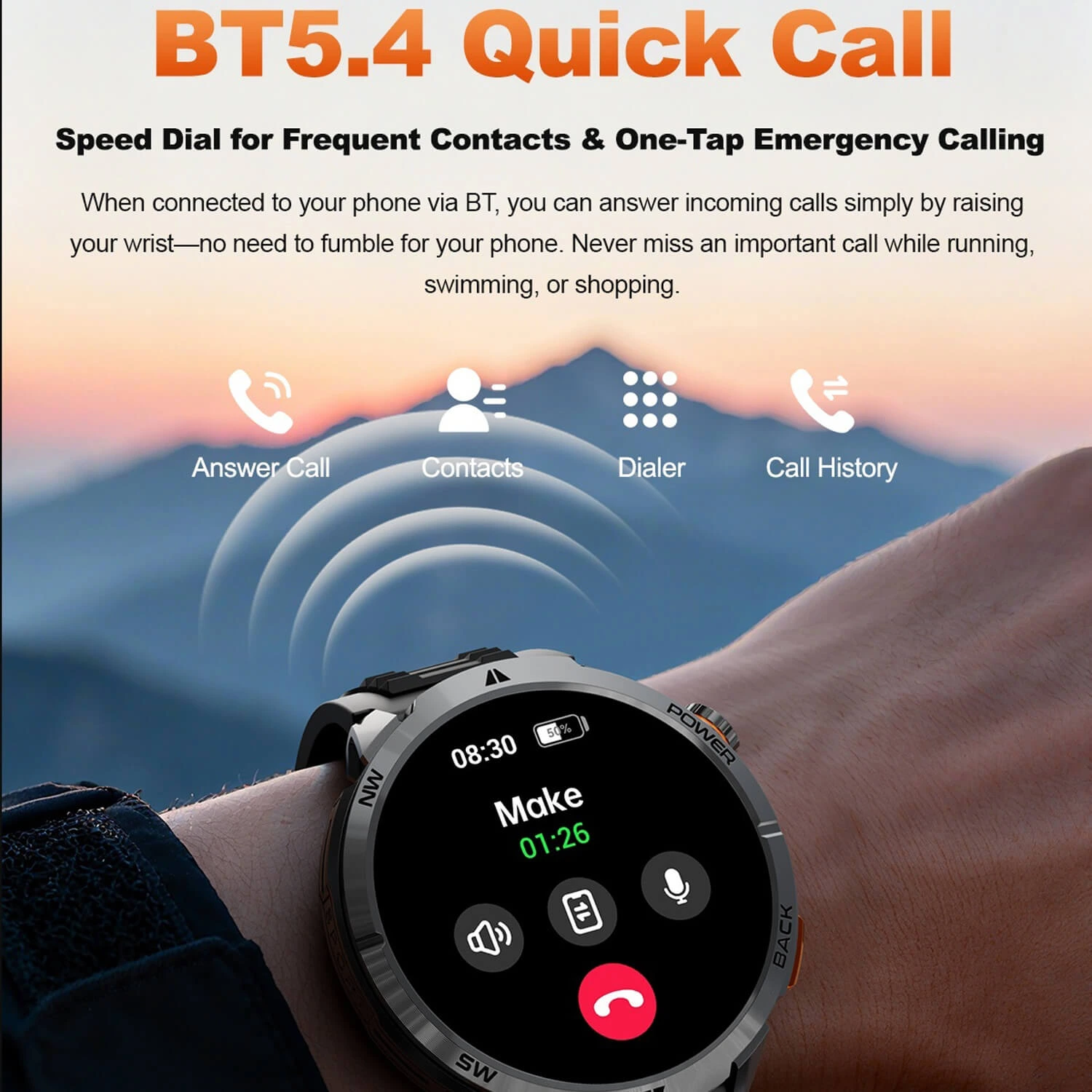 Smartwatch Microwear MT68 - Black Orange Silicone