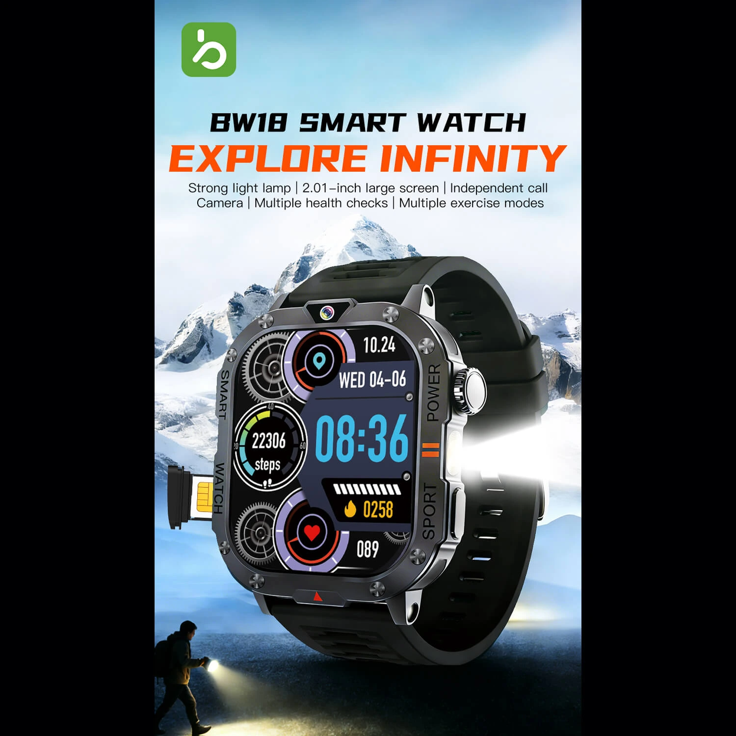 Smartwatch Microwear BW18 2G Sim Card  Camera - Orange Silicone