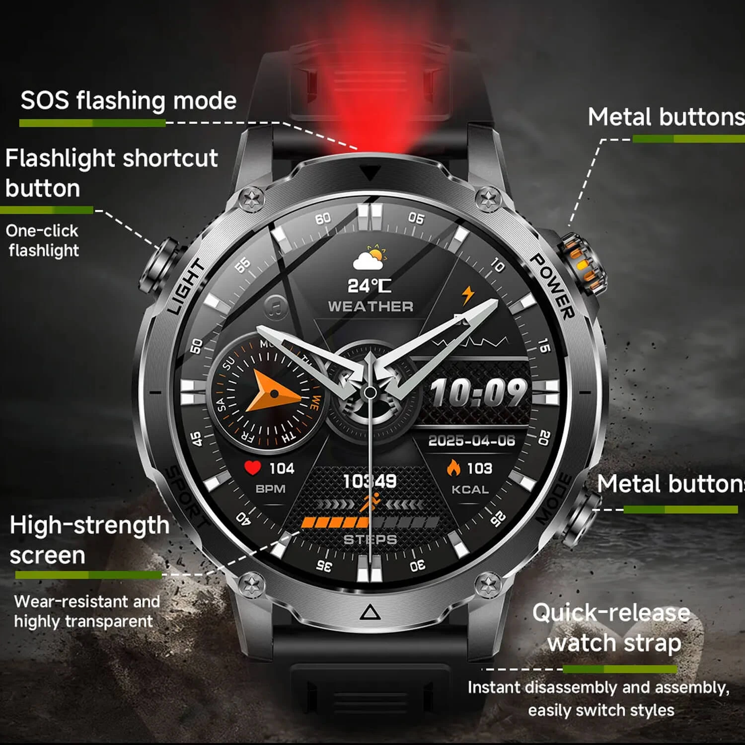Smartwatch Microwear AK106 - Black Steel