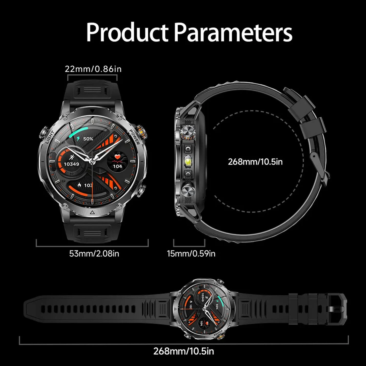 Smartwatch Microwear AK106 - Black Steel