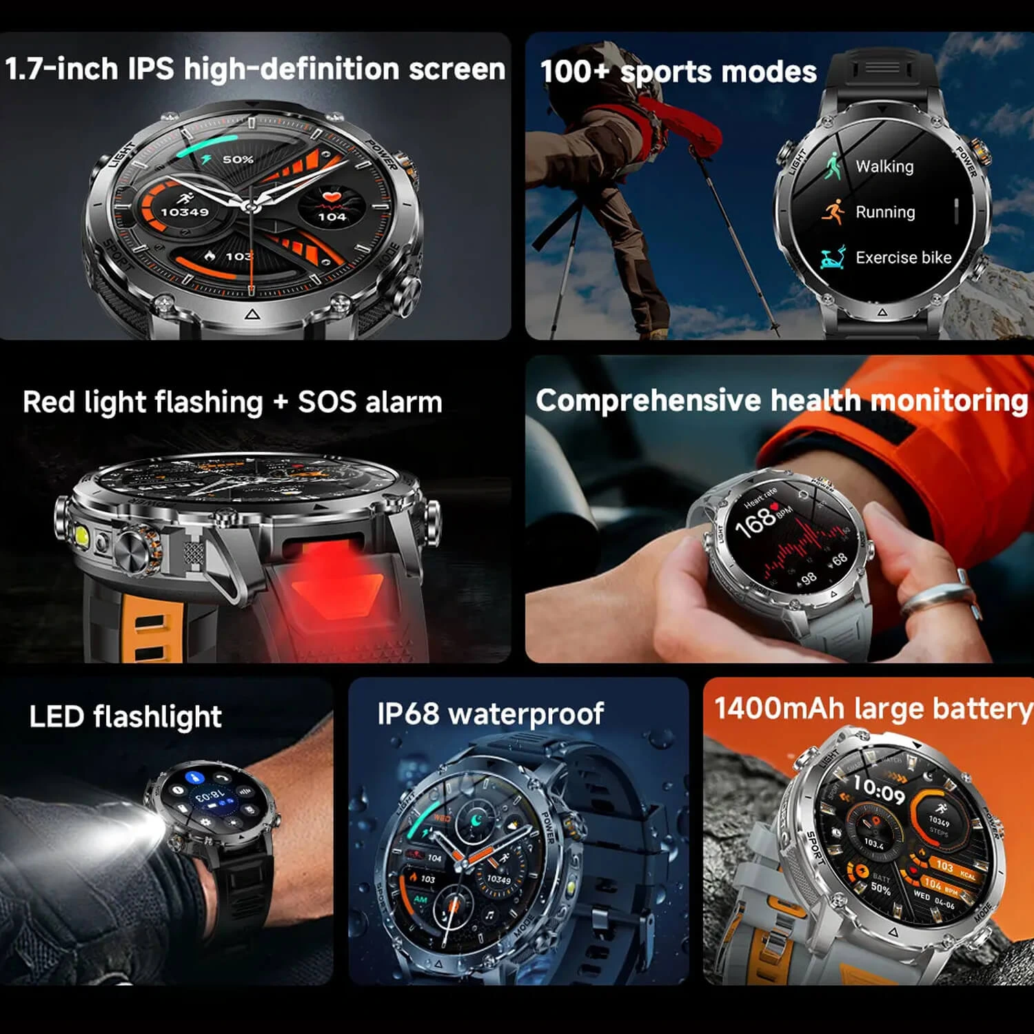 Smartwatch Microwear AK106 - Black Steel