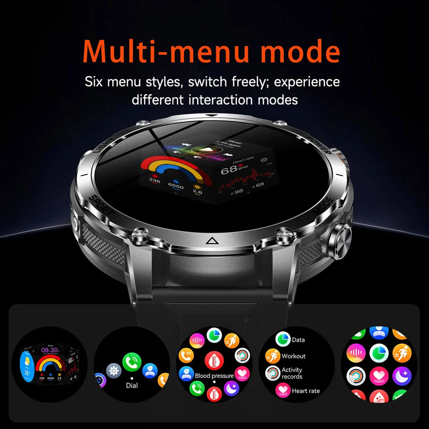 Smartwatch Microwear AK106 - Black Steel