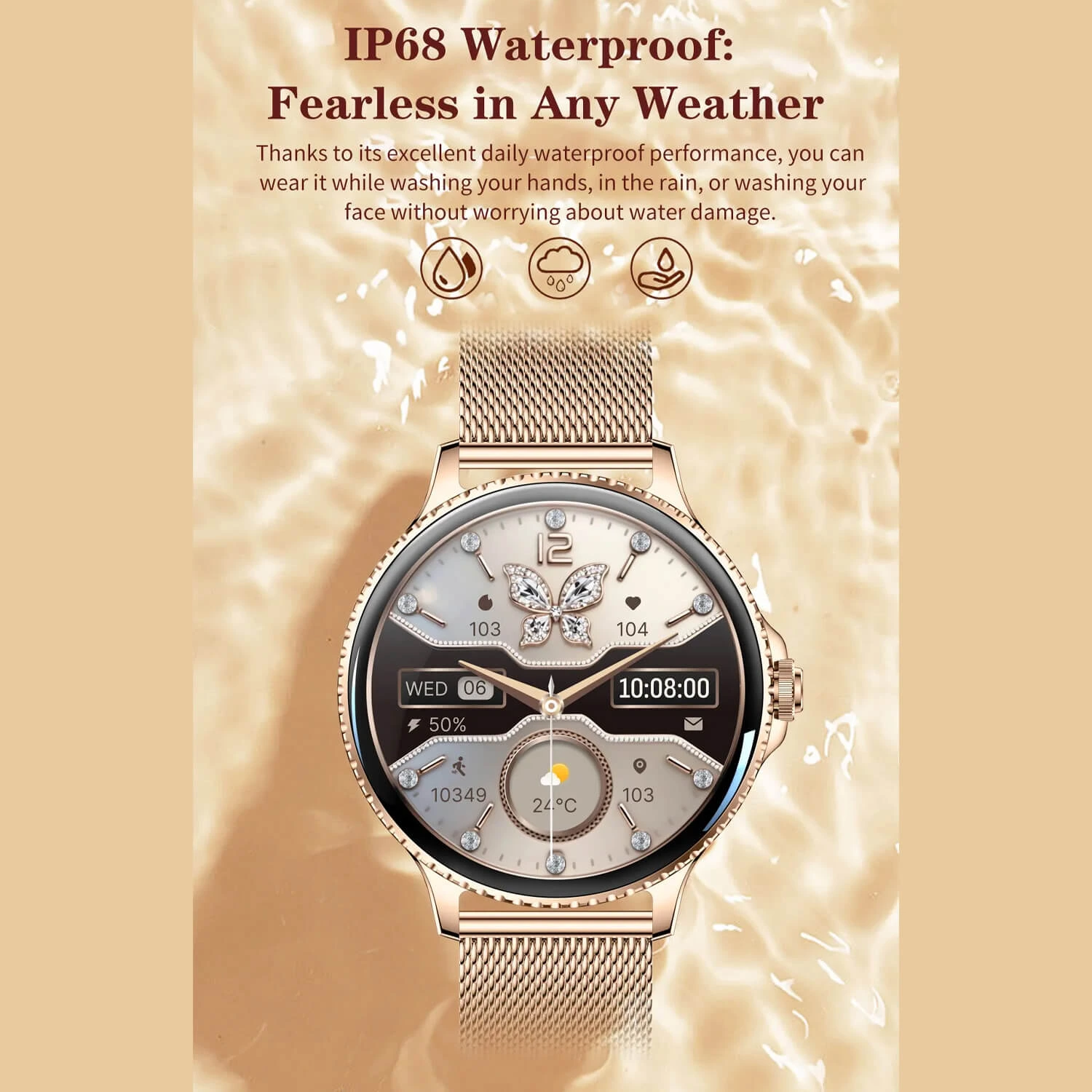 Smartwatch AK108 Microwear - Gold Steel