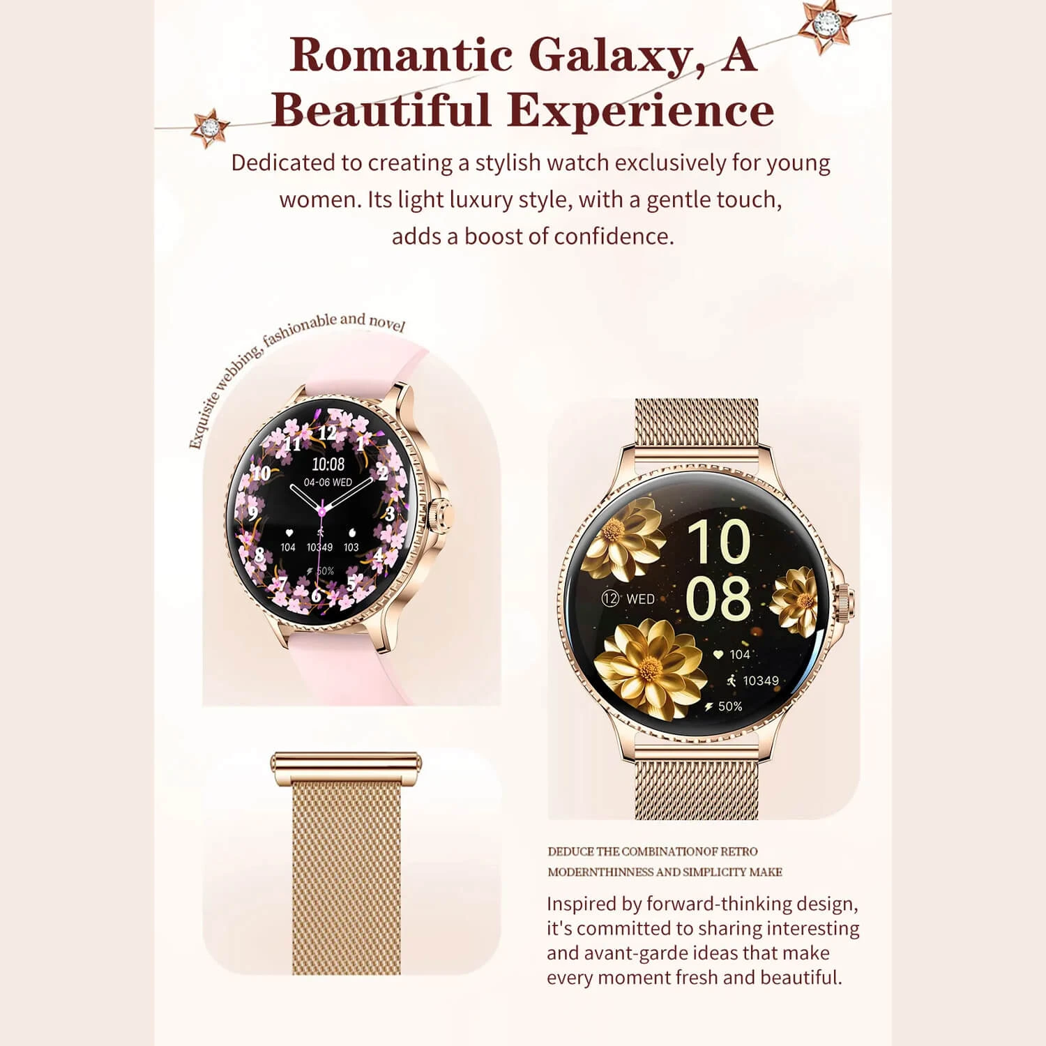 Smartwatch AK108 Microwear - Gold Steel