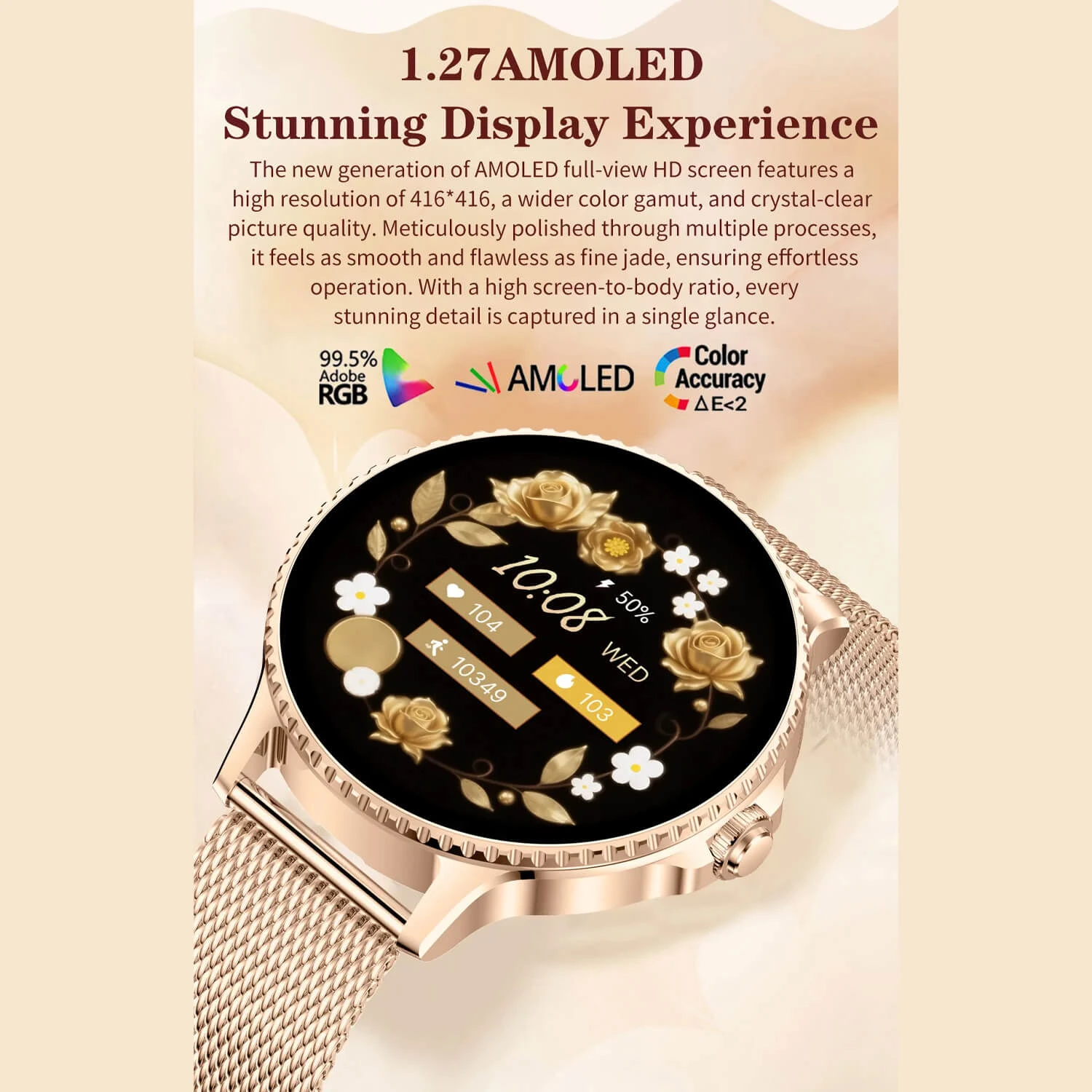 Smartwatch AK108 Microwear - Gold Steel