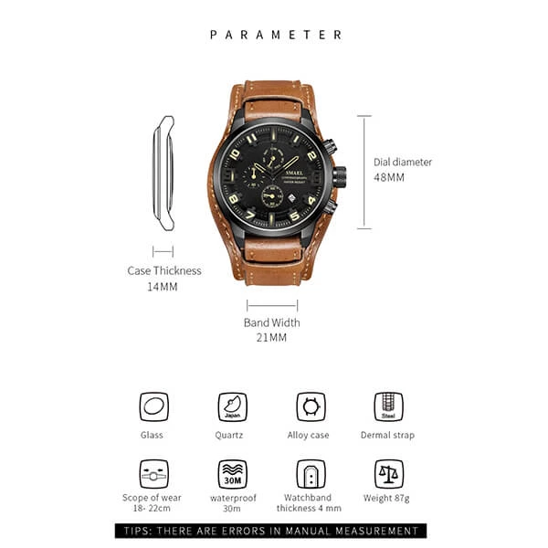 SMAEL 9076 Sports Watch Military Chrono - Brown