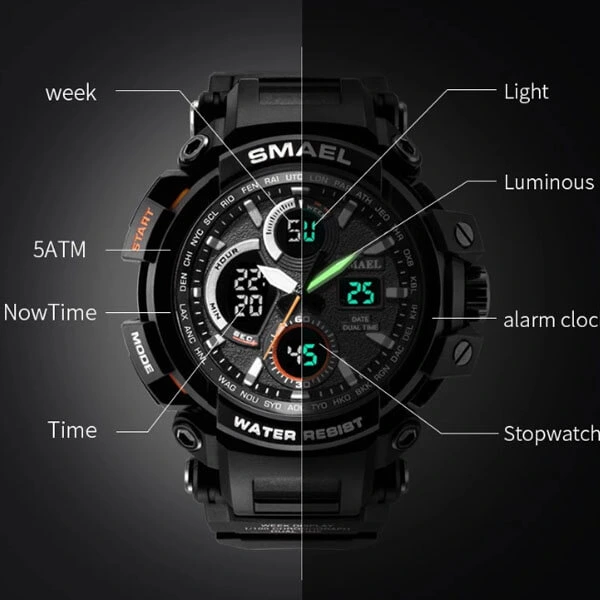 SMAEL 1708 Sports Watch Military Dual Display - Orange