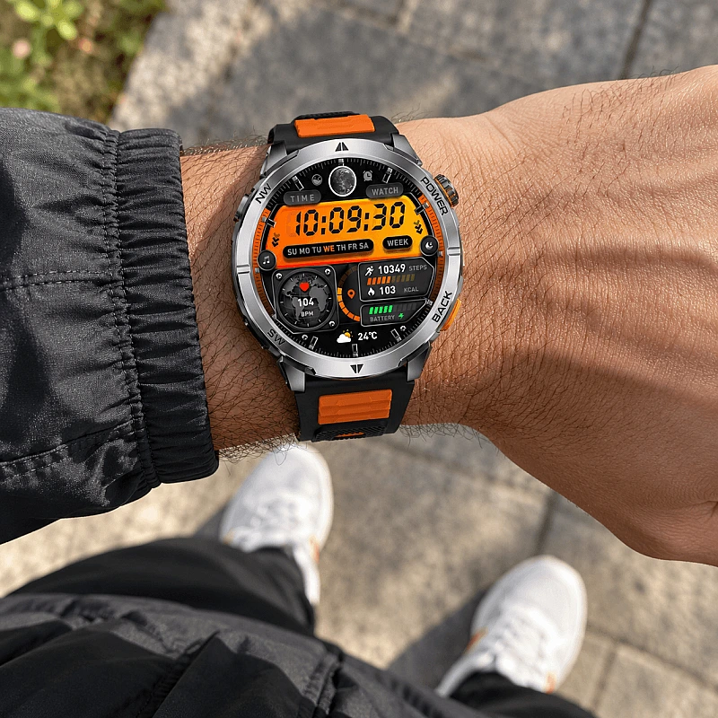 Smartwatch Microwear MT68 - Black Orange Silicone