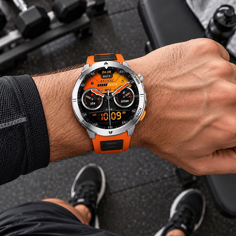 Smartwatch Microwear MT68 - Silver Orange Silicone