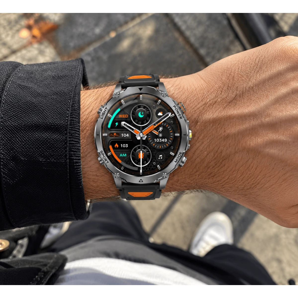 Smartwatch Microwear AK106 - Black Orange Silicone